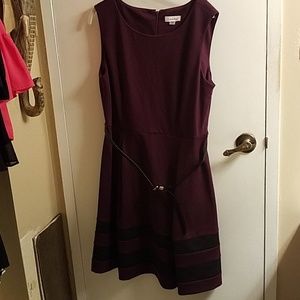 Calvin Klein Belted Dress Purple 14